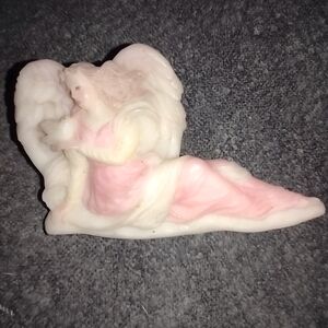 Vintage 1996 Roman, Inc. Angel Brooch, Resin, Pink, Dove, Religious, Costume